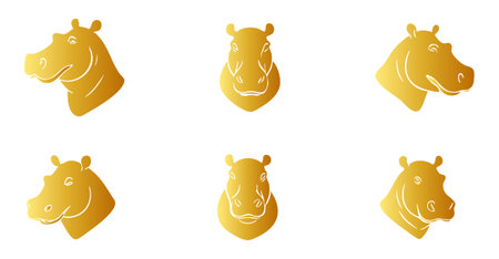 Hippo icon set. Vector illustration isolated on white background.のイラスト素材