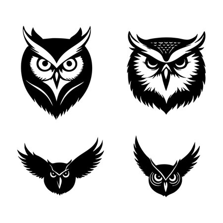 Owl vector icons set on white background for graphic and web designのイラスト素材
