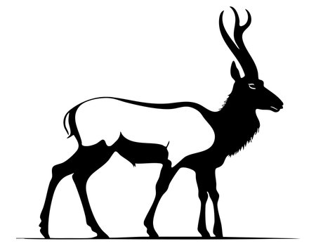 Silhouette of antelope on a white background. Vector illustrationのイラスト素材