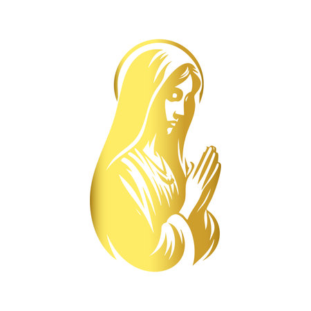 Silhouette of the Virgin Mary. Vector illustration on white background.のイラスト素材