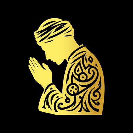 Hindu God with hands in the prayer position. Vector illustration.のイラスト素材