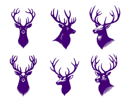 Deer head silhouettes. Vector illustration for your graphic design.のイラスト素材