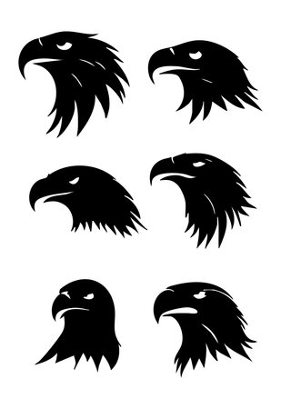 Eagle head silhouette set. Vector illustration for your graphic design.のイラスト素材