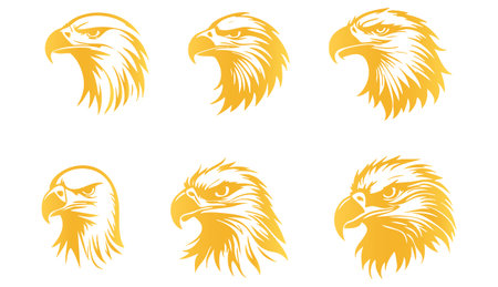 Eagle head set. Vector illustration isolated on a white background.のイラスト素材