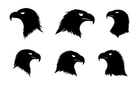 Eagle head silhouette set. Eagle head vector set. Eagle head vector setのイラスト素材