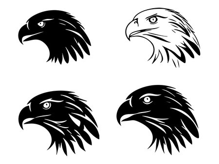 Eagle head set. Vector illustration isolated on a white background.のイラスト素材