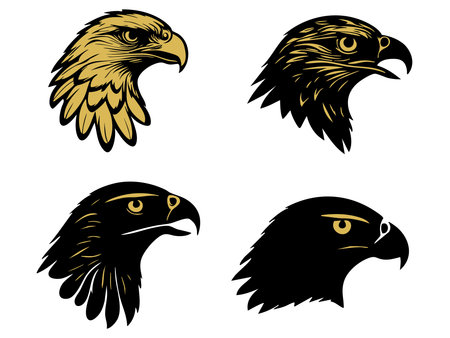 Eagle head icon set isolated on white background. Vector illustration.のイラスト素材