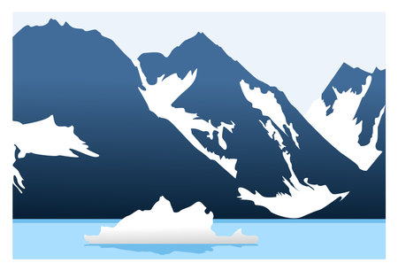 illustration of a view of an iceberg in the middle of the sea. suitable for backgrounds, wall decorations, covers, hang tag.のイラスト素材