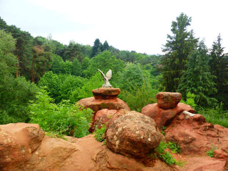 Red stones in Kislovodsk national Parkの写真素材