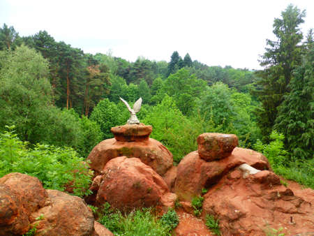 Red stones in Kislovodsk national Parkの写真素材