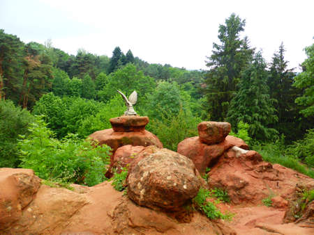 Red stones in Kislovodsk national Parkの写真素材