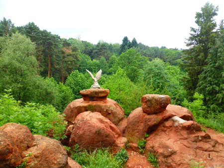 Red stones in Kislovodsk national Parkの写真素材
