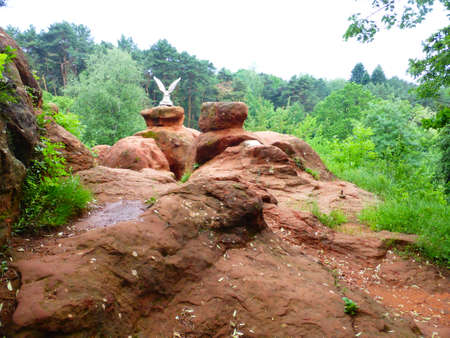Red stones in Kislovodsk national Parkの写真素材