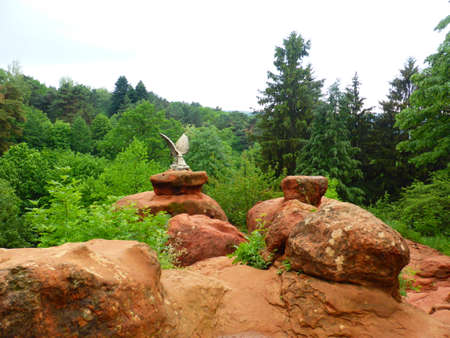 Red stones in Kislovodsk national Parkの写真素材