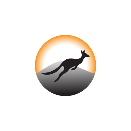 Kangaroo logo, icon vector design template. Logotype kangaroo design vector with gradient color.のイラスト素材