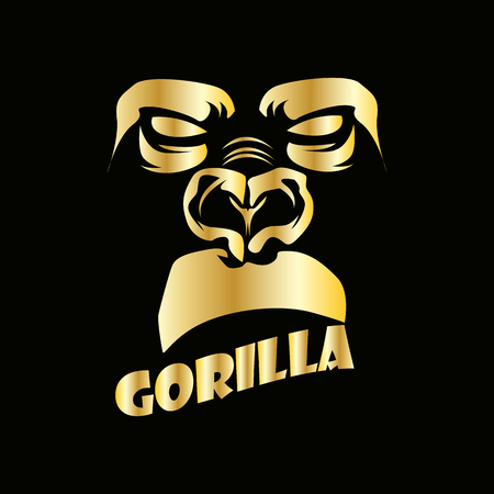 Gorilla  symbol on black background.のイラスト素材
