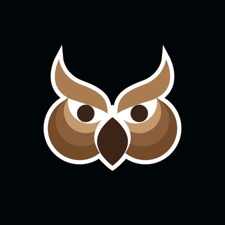 owl icon on black backgroundのイラスト素材
