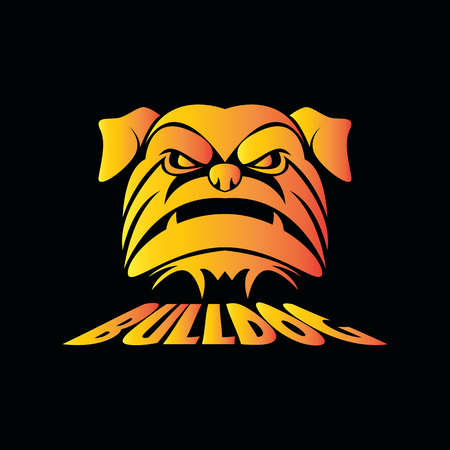 Bulldog sport icon illustration on black background.のイラスト素材
