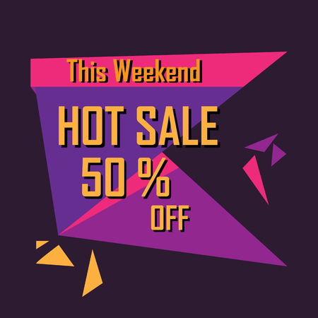 Hot Sale 50% off typography with geometric design illustration.のイラスト素材