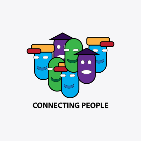 Connecting people logo isolated design on greyのイラスト素材