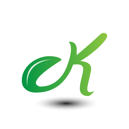 K green leaves letter ecology icon.のイラスト素材