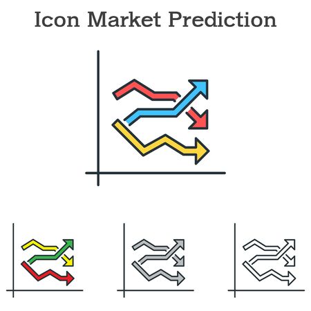 Market Prediction flat icon design for info graphics and businesses with three different styles Vector Illustrationのイラスト素材