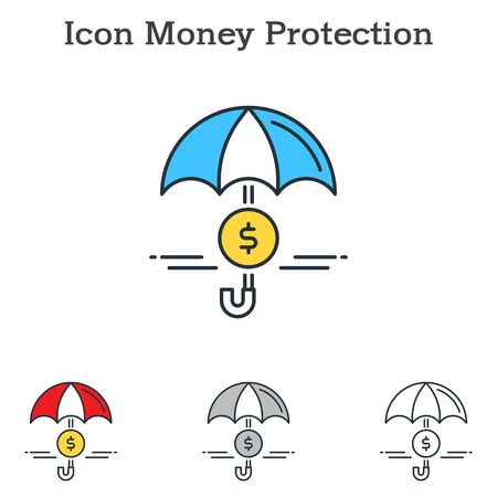 Money Protection flat icon design for info graphics and businesses with three different styles Vector Illustrationのイラスト素材