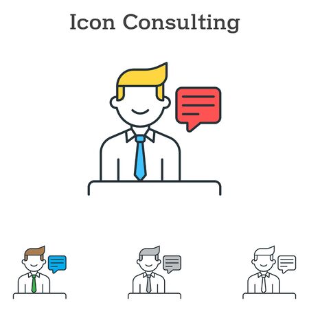 Consulting flat icon design for infographics and businesses with three different styles Vector Illustrationのイラスト素材