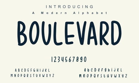 Boulevard Font. Elegant alphabet letters font and number. Classic Lettering Minimal Fashion Designs. Typography modern serif fonts regular uppercase lowercase and numbers.のイラスト素材