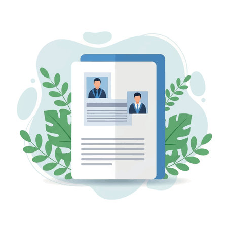 Vector illustration of a professional resume or curriculum vitae. Concept for job search, hiring, recruitment, and human resources.のイラスト素材