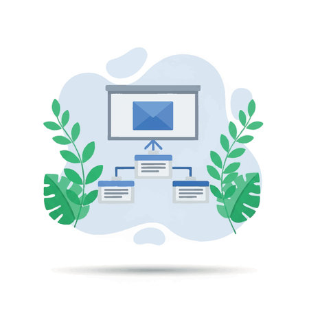 Flat design illustration of email marketing strategy presentation.のイラスト素材