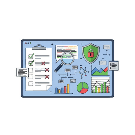 Illustration of data analysis, security, and information.のイラスト素材