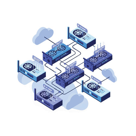 Isometric illustration of a cloud computing network.のイラスト素材