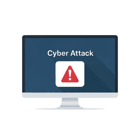 Illustration of computer monitor displaying a cyber attack warning.のイラスト素材
