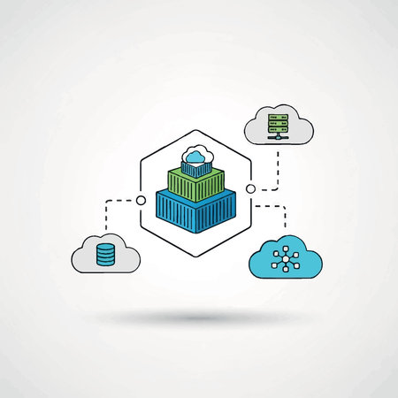 Illustration of cloud computing architecture with servers, data storage, and network connections....