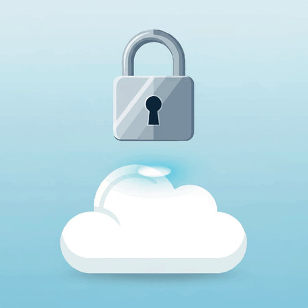 Illustration of cloud security with padlock and cloud. Represents data protection and secure online...