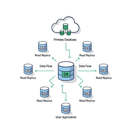 Illustration of a database replication system with read replicas.
