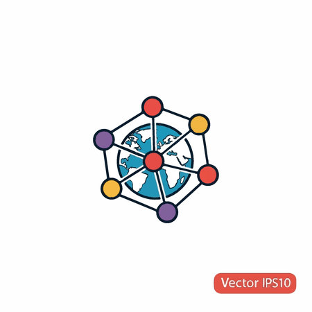 Abstract representation of a global network connecting various points around the Earth.のイラスト素材