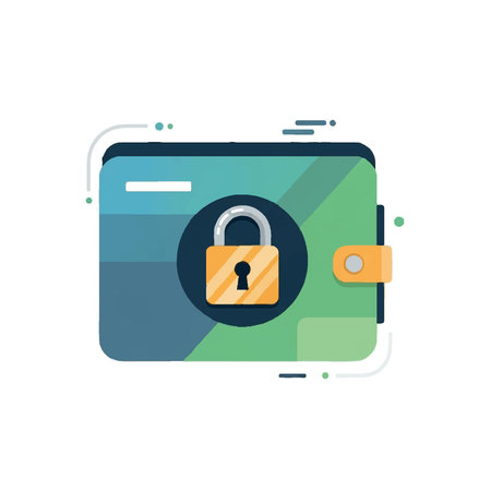 Illustration of a secure digital wallet with a padlock, representing financial protection and online security.のイラスト素材