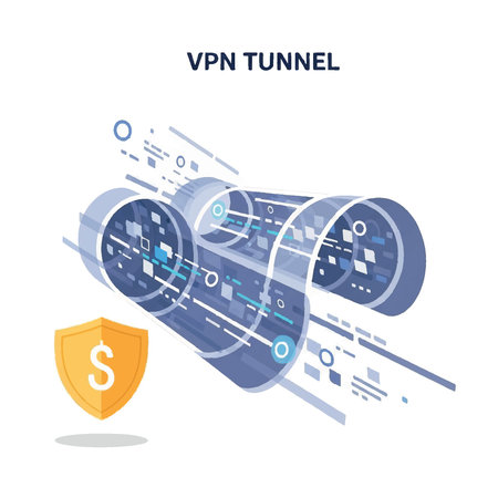 Abstract illustration of a secure VPN tunnel, data protection concept.のイラスト素材