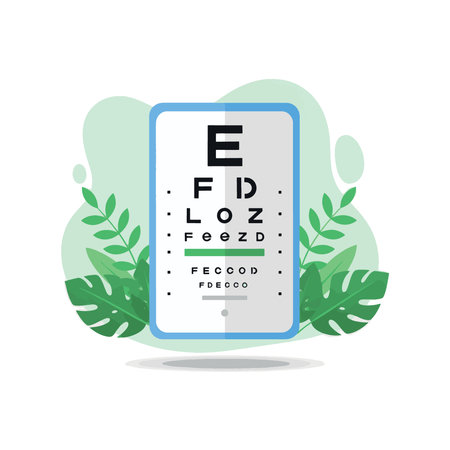 An illustration of a Snellen eye chart used by an ophthalmologist or optometrist for a vision test. Concept of healthcare and eyesight examination.のイラスト素材