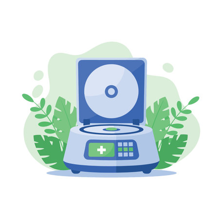 Illustration of a modern centrifuge machine used in scientific research and medical laboratories.のイラスト素材