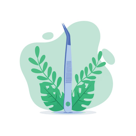 Illustration of curved tweezers, beauty tool, isolated.のイラスト素材
