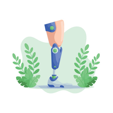 Illustration of a technologically advanced prosthetic leg, showcasing modern limb replacement technology.のイラスト素材