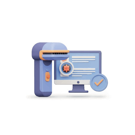 Computer monitor and electronic thermometer isolated on a white background. Vector illustration.のイラスト素材