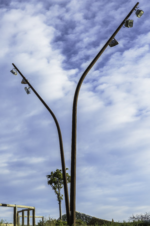 big and modern  street lamppost with sky backgroundの写真素材