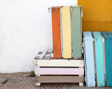pile of colored wooden box