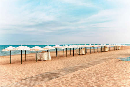 restrictions on the beach to prevent contagion. Guardamar, Alicante, Spain