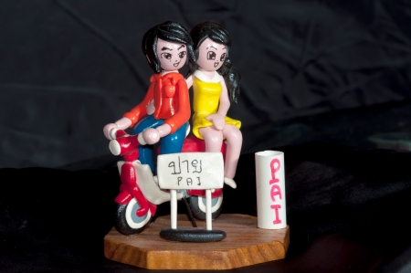 Statue of young cyclists  Hope is a gift from Mae Hong Son, Thailand の写真素材