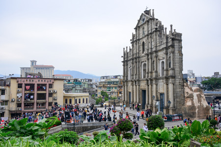 The ruins of St. Paul's Cathedral in Macauのeditorial素材